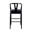 Pemberly Row Bar Height Kitchen Stool with Faux Leather Seat in Black