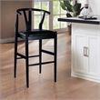 Pemberly Row Bar Height Kitchen Stool with Faux Leather Seat in Black
