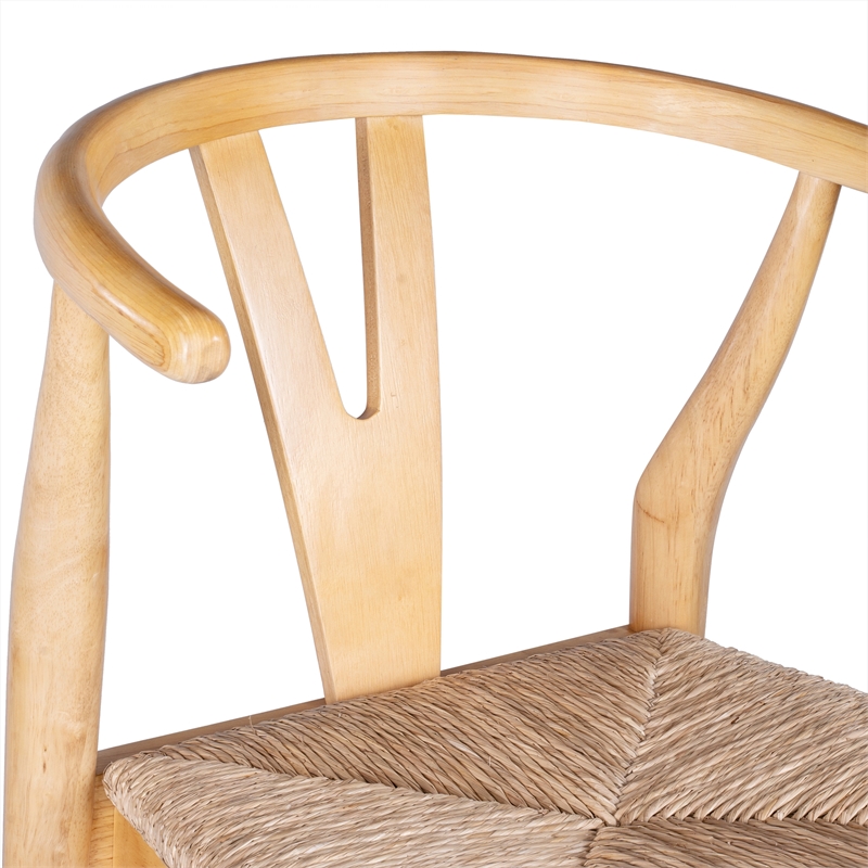 Pemberly Row Counter Height Kitchen Stool with Rush Seat in Natural
