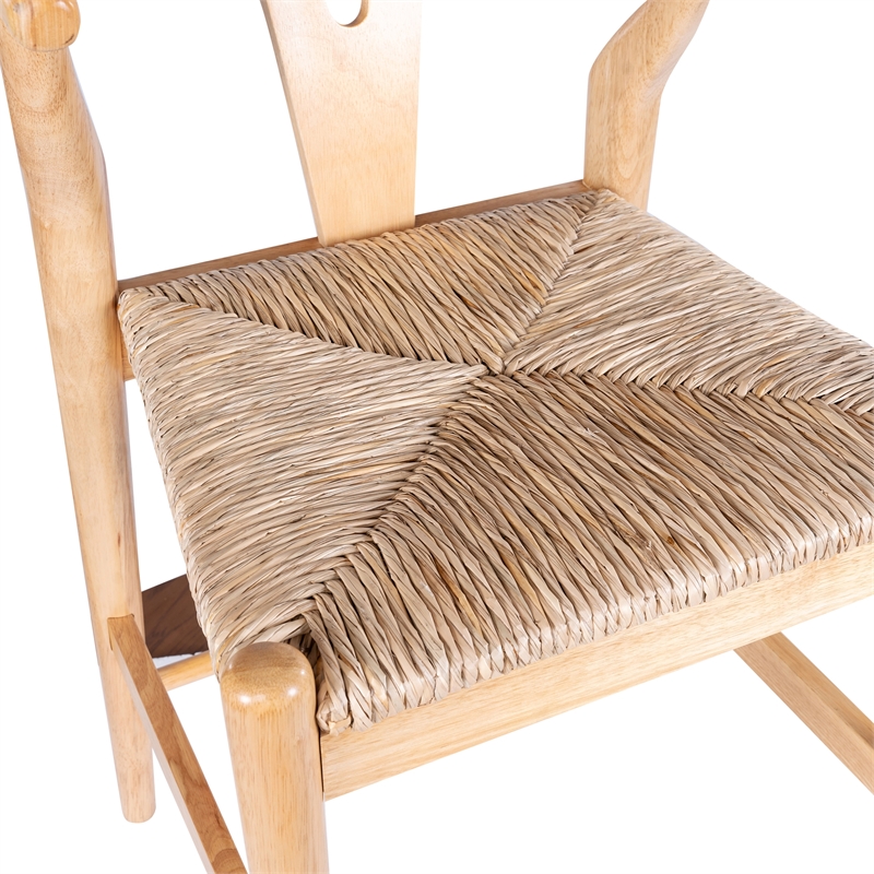 Pemberly Row Counter Height Kitchen Stool with Rush Seat in Natural