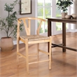 Pemberly Row Counter Height Kitchen Stool with Rush Seat in Natural