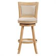 Pemberly Row Wood Swivel Bar Stool in Driftwood Cream Wire-Brush and Ivory