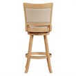 Pemberly Row Wood Swivel Bar Stool in Driftwood Cream Wire-Brush and Ivory