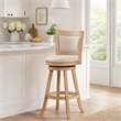 Pemberly Row Wood Swivel Bar Stool in Driftwood Cream Wire-Brush and Ivory