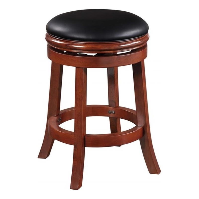 Pemberly Row Wood Swivel Counter Height Stool with Foam Cushion in Cherry