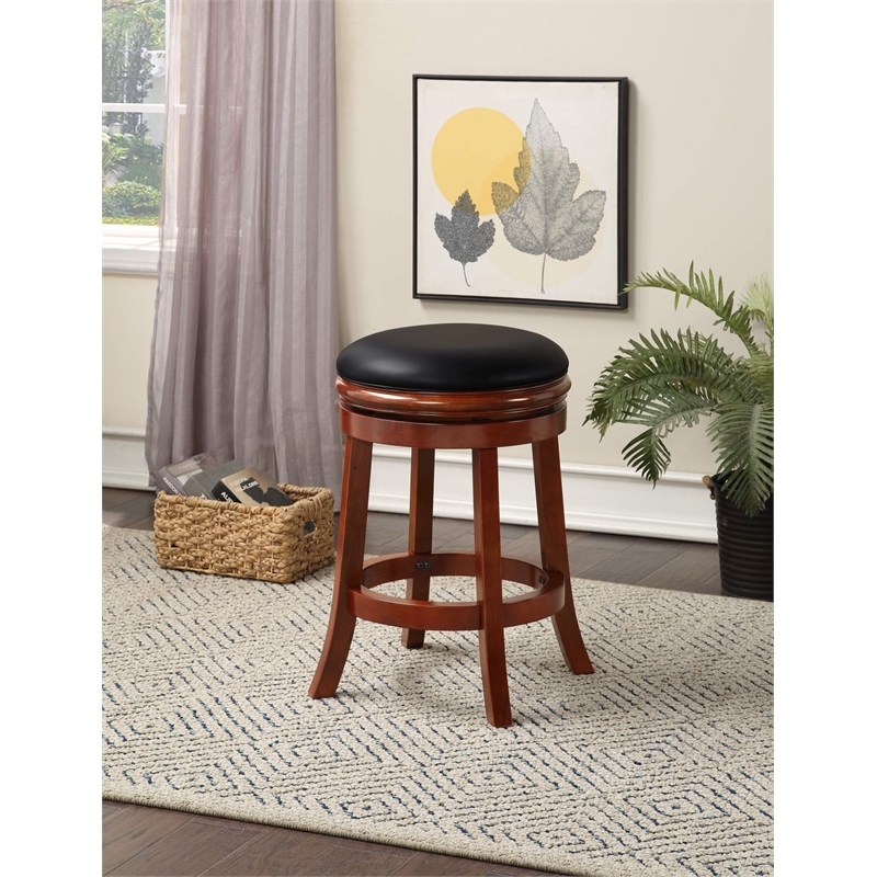 Pemberly Row Wood Swivel Counter Height Stool with Foam Cushion in Cherry