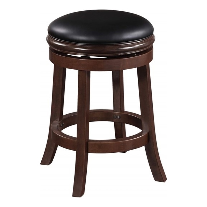 Pemberly Row Wood Faux Leather Swivel Counter Height Stool in Cappuccino