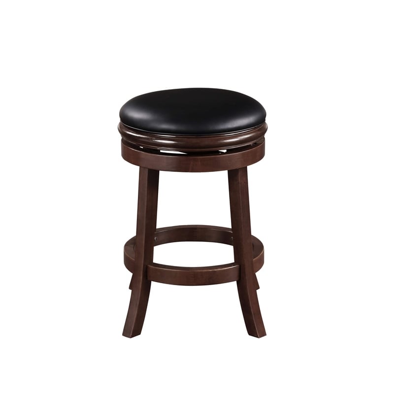 Pemberly Row Wood Faux Leather Swivel Counter Height Stool in Cappuccino