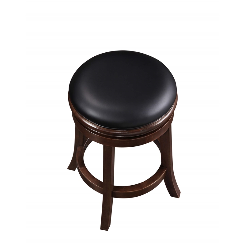 Pemberly Row Wood Faux Leather Swivel Counter Height Stool in Cappuccino