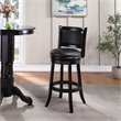 Pemberly Row Wood Bar Height Swivel Stool with Faux Leather Seat in Black