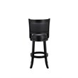 Pemberly Row Wood Bar Height Swivel Stool with Faux Leather Seat in Black