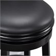Pemberly Row Wood Bar Height Swivel Stool with Faux Leather Seat in Black