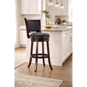 Pemberly Row Wood Bar Height Swivel Stool with Contoured Back in Cappuccino