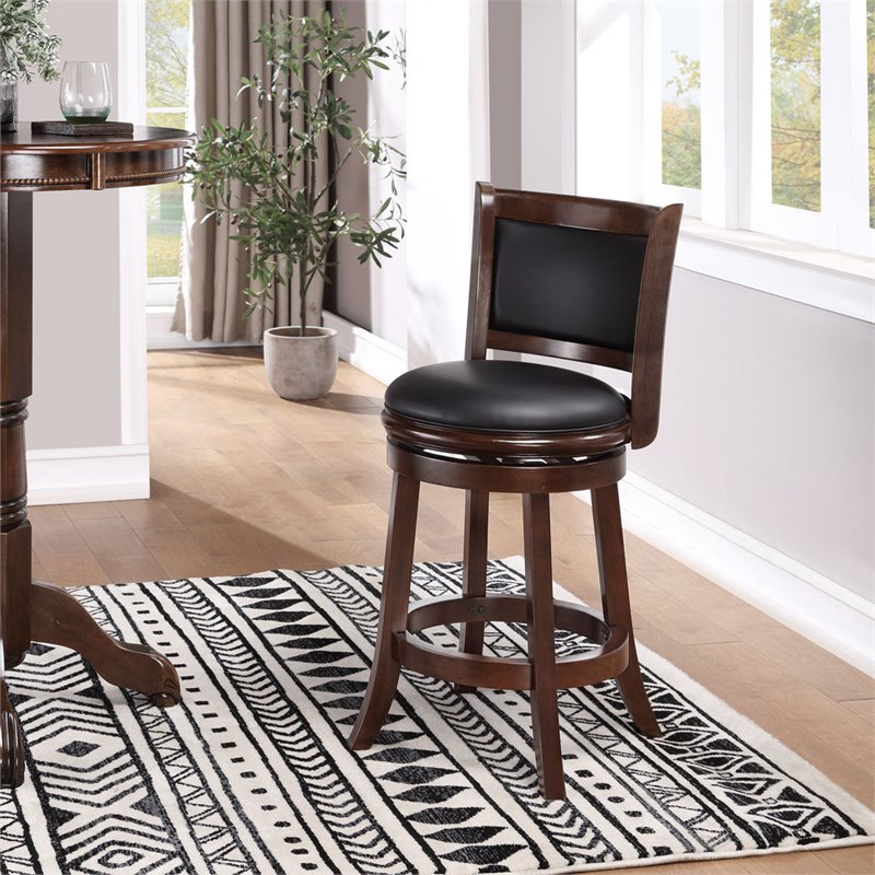 Pemberly Row Counter Height Swivel Stool with Faux Leather Seat in Cappuccino