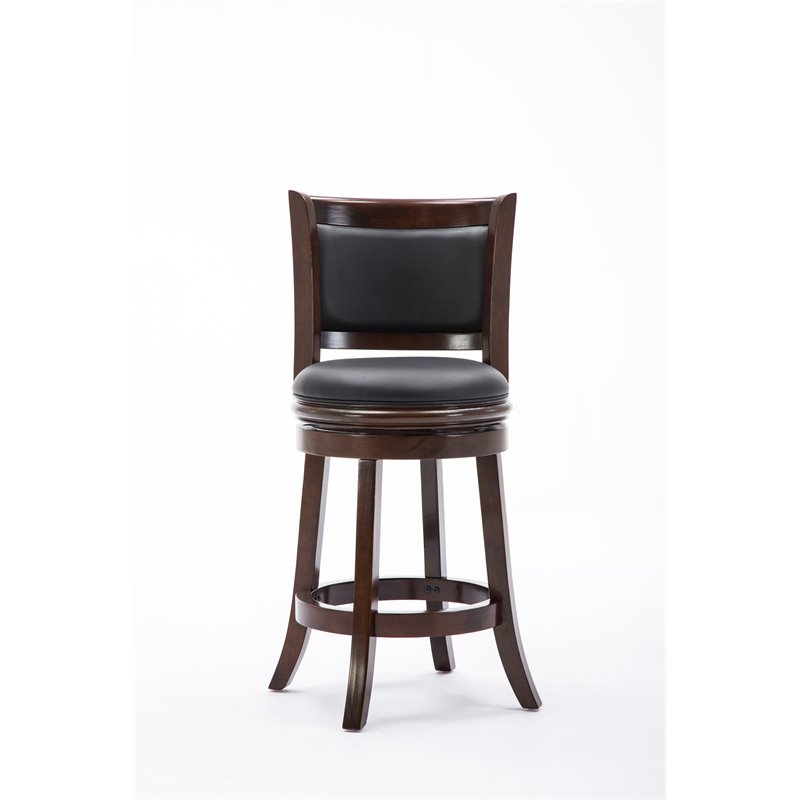 Pemberly Row Counter Height Swivel Stool with Faux Leather Seat in Cappuccino