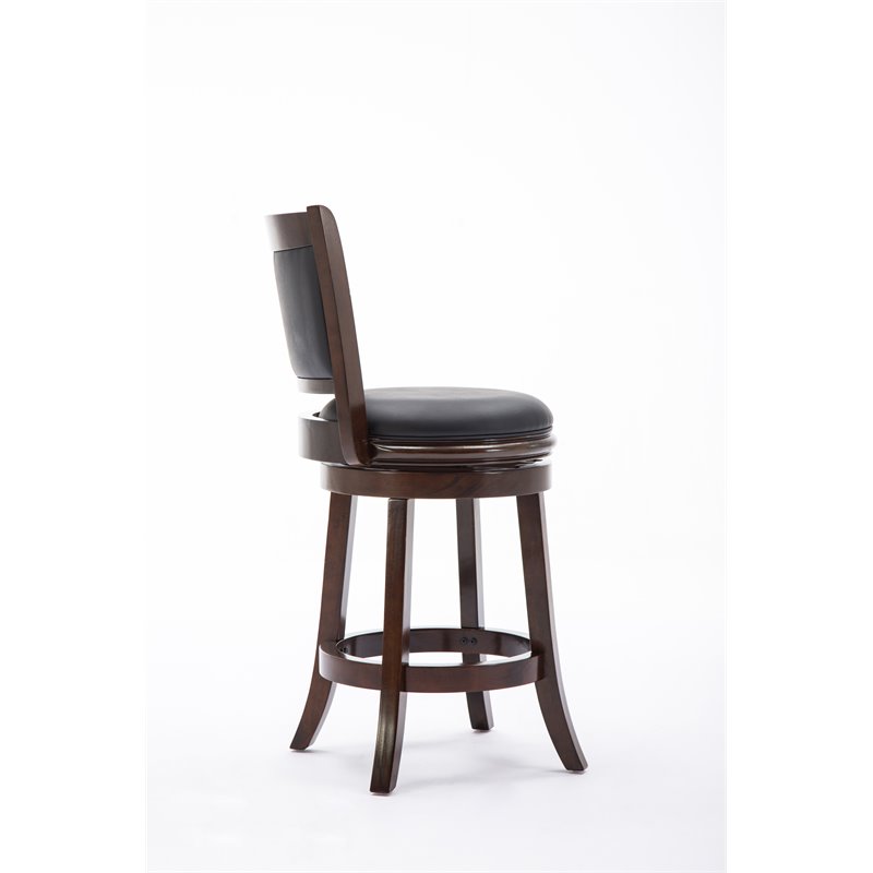 Pemberly Row Counter Height Swivel Stool with Faux Leather Seat in Cappuccino
