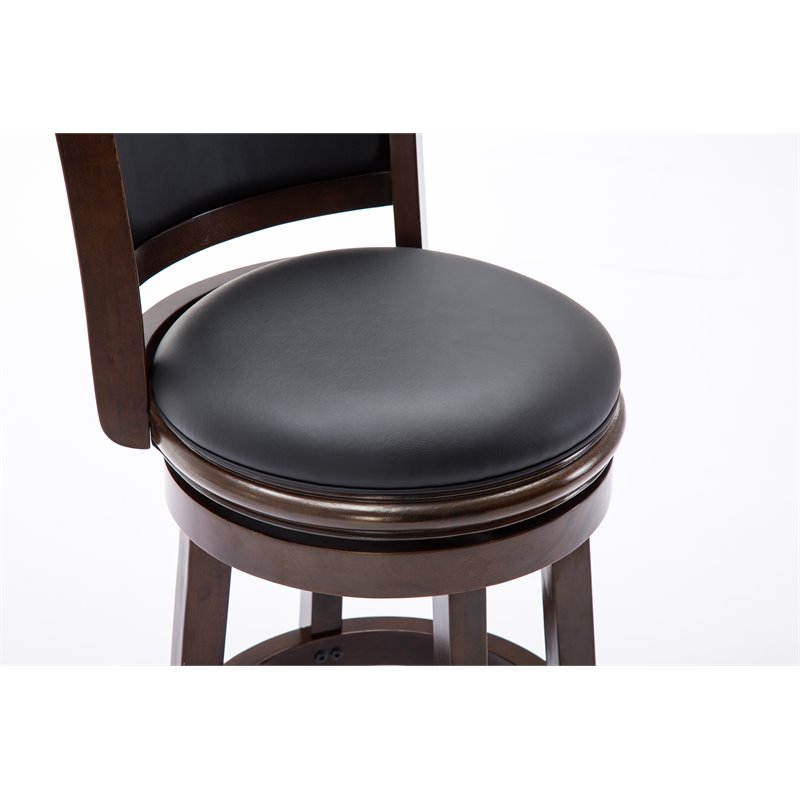 Pemberly Row Counter Height Swivel Stool with Faux Leather Seat in Cappuccino