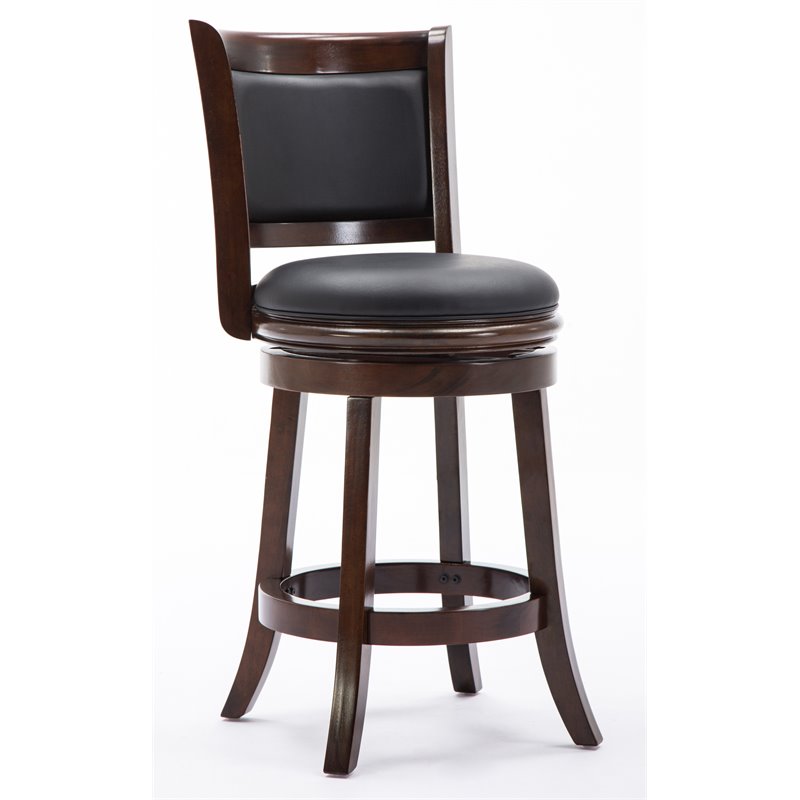Pemberly Row Counter Height Swivel Stool with Faux Leather Seat in Cappuccino