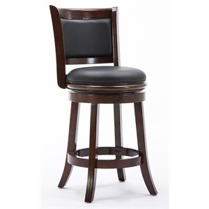 Pemberly Row Counter Height Swivel Stool with Faux Leather Seat in Cappuccino