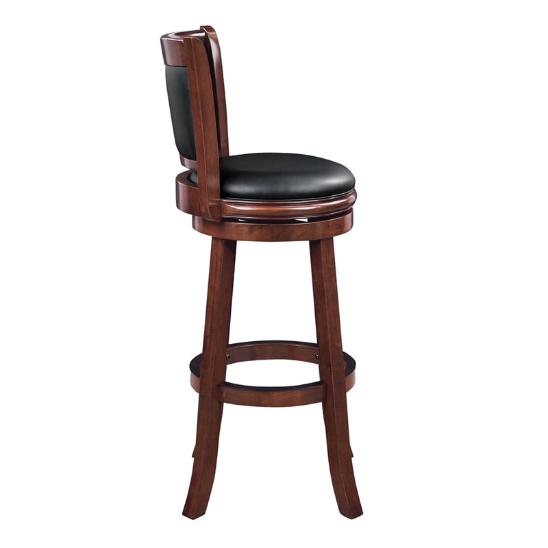 Pemberly Row Wood Extra Tall Swivel Bar Stool with Foam Cushion in Cappuccino