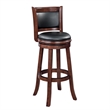 Pemberly Row Wood Extra Tall Swivel Bar Stool with Foam Cushion in Cappuccino