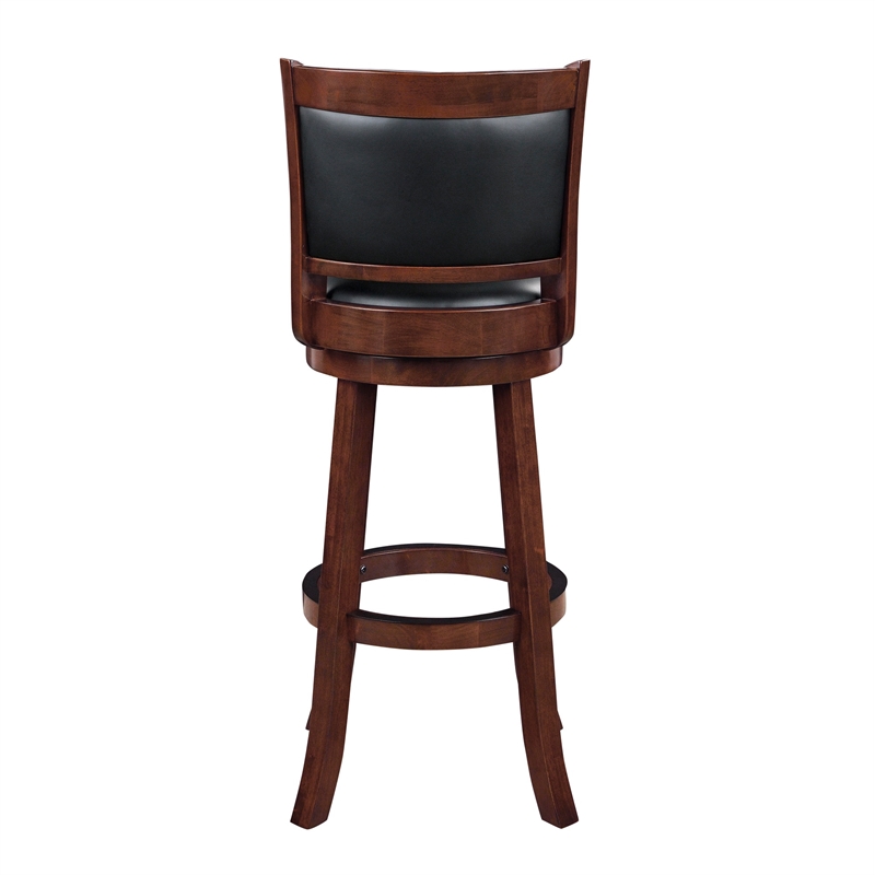 Pemberly Row Wood Extra Tall Swivel Bar Stool with Foam Cushion in Cappuccino