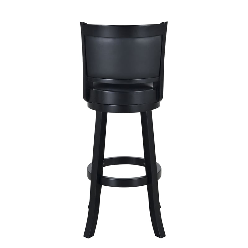 Pemberly Row Swivel Extra Tall Bar Stool with Rubberwood Frame in Black