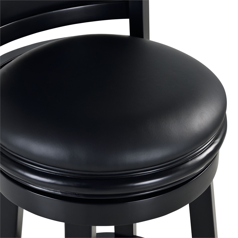 Pemberly Row Swivel Extra Tall Bar Stool with Rubberwood Frame in Black