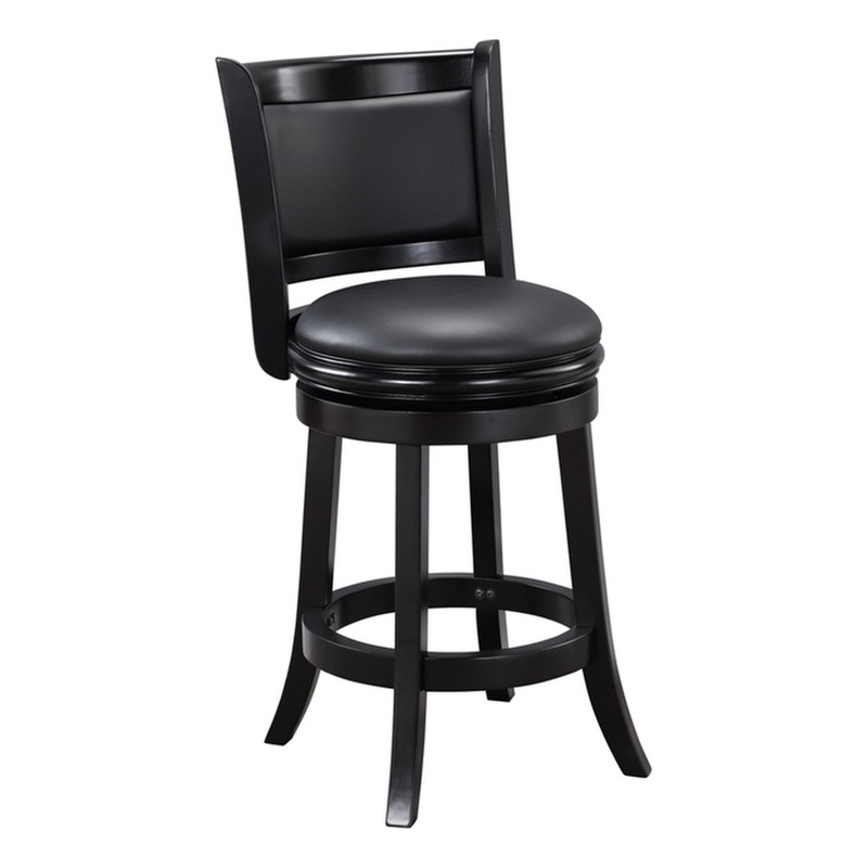 Pemberly Row Counter Height Swivel Stool with Contoured Back in Black