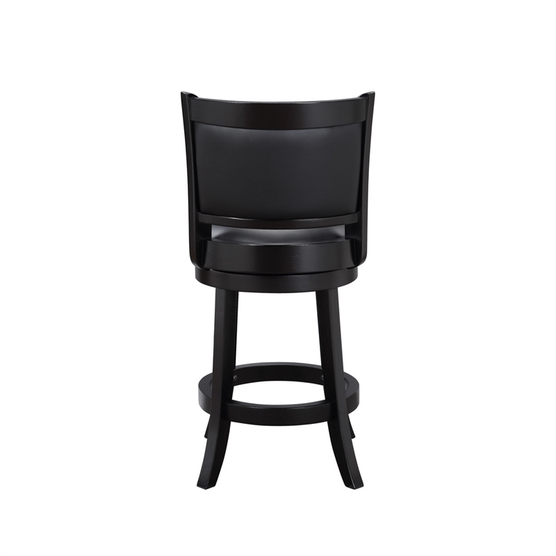 Pemberly Row Counter Height Swivel Stool with Contoured Back in Black
