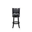 Pemberly Row Rubberwood Swivel Bar Stool with Faux Leather Seat in Black
