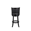 Pemberly Row Rubberwood Swivel Bar Stool with Faux Leather Seat in Black