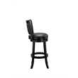 Pemberly Row Rubberwood Swivel Bar Stool with Faux Leather Seat in Black