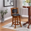 Pemberly Row Hardwood Counter Height Swivel Stool with Footrest in Cherry