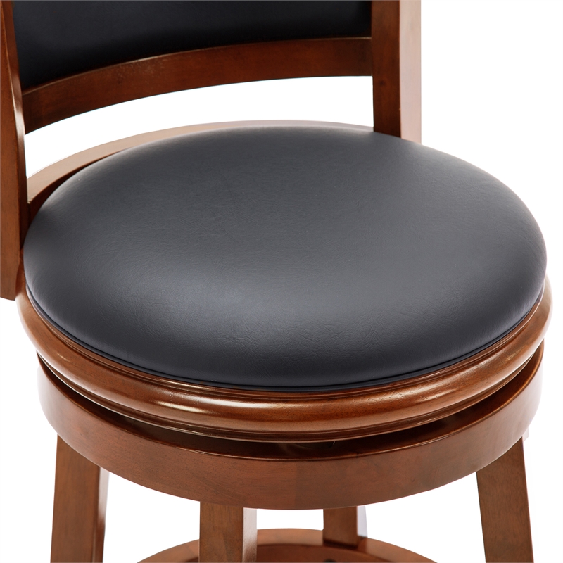 Pemberly Row Hardwood Counter Height Swivel Stool with Footrest in Cherry