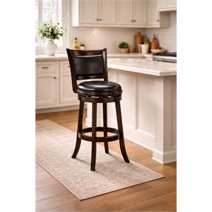 Pemberly Row Bar Height Swivel Stool in Cappuccino and Dark Brown