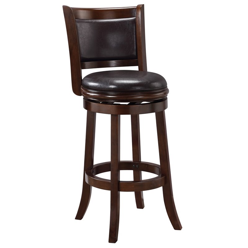 Pemberly Row Bar Height Swivel Stool in Cappuccino and Dark Brown