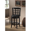Pemberly Row Hardwood Swivel Counter Stool with Faux Leather Seat in Black