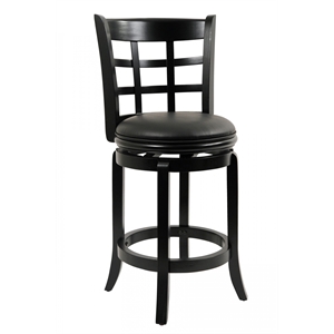 Pemberly Row Hardwood Swivel Counter Stool with Faux Leather Seat in Black
