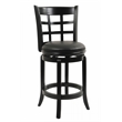 Pemberly Row Hardwood Swivel Counter Stool with Faux Leather Seat in Black
