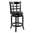 Pemberly Row Wood Counter Height Swivel Stool with Faux Leather in Black