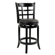 Pemberly Row Rubberwood Bar Height Swivel Stool with Foam Cushion in Black