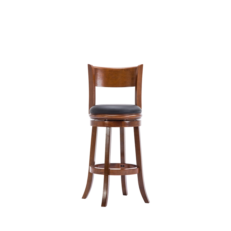 Pemberly Row Hardwood Swivel Bar Stool with Foam Cushion in Walnut