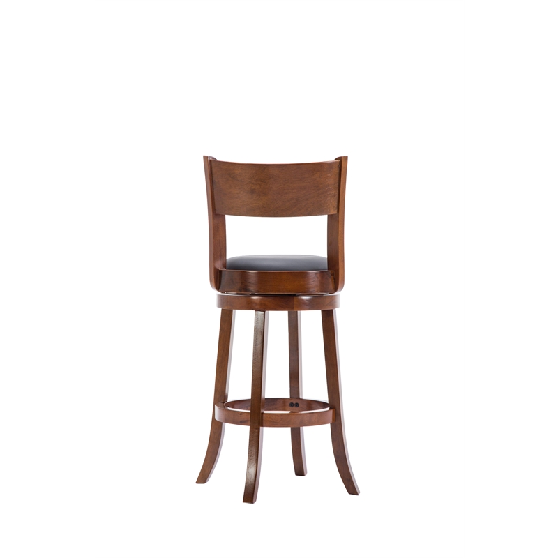 Pemberly Row Hardwood Swivel Bar Stool with Foam Cushion in Walnut