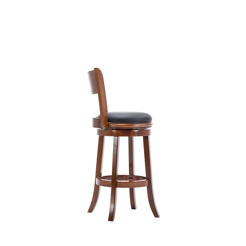 Pemberly Row Hardwood Swivel Bar Stool with Foam Cushion in Walnut