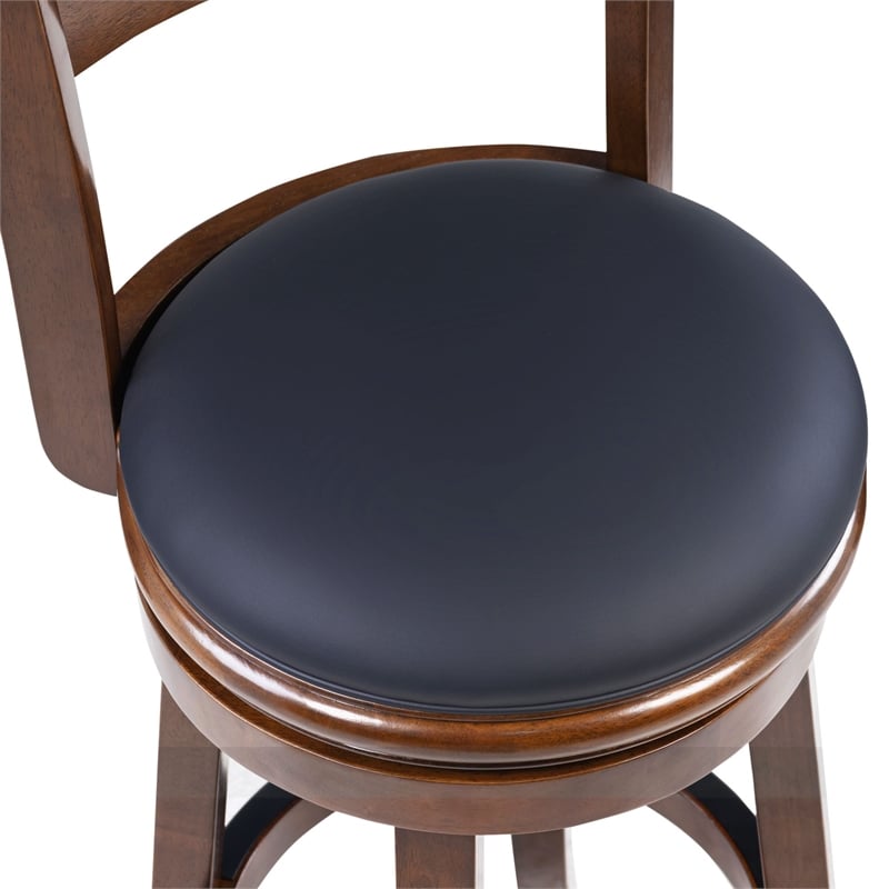 Pemberly Row Rubberwood Extra Tall Swivel Stool with Faux Leather in Cappuccino