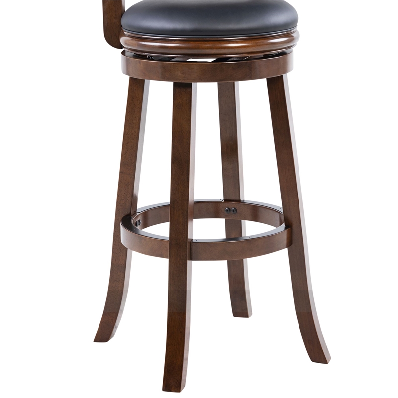 Pemberly Row Rubberwood Extra Tall Swivel Stool with Faux Leather in Cappuccino