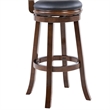 Pemberly Row Rubberwood Extra Tall Swivel Stool with Faux Leather in Cappuccino