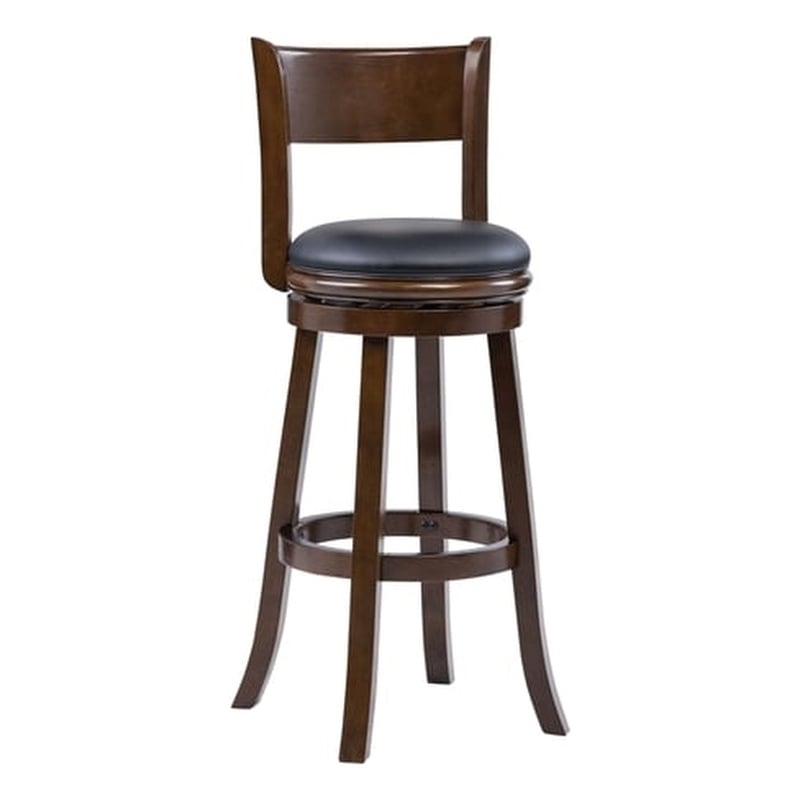 Pemberly Row Rubberwood Extra Tall Swivel Stool with Faux Leather in Cappuccino