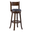 Pemberly Row Rubberwood Extra Tall Swivel Stool with Faux Leather in Cappuccino
